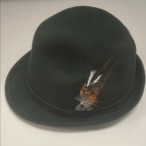 Original Faustmann Dark Green Alpine Oktoberfest Hat w/Feather & pin